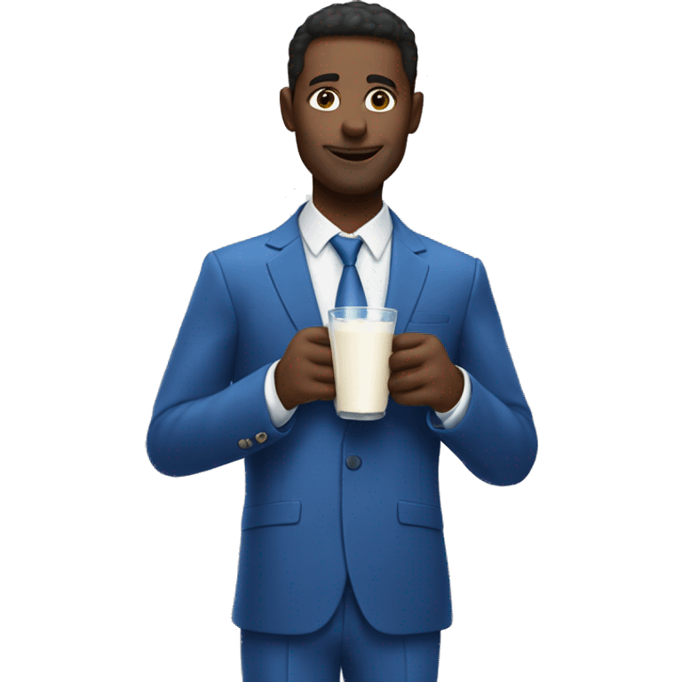 A man drink milk Wearing a blue suit emoji