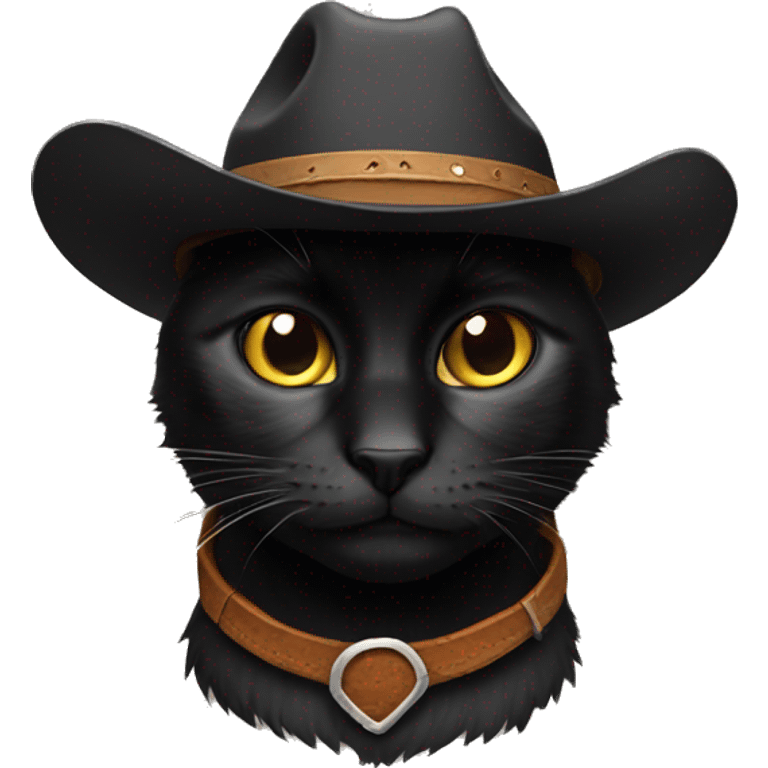 Black cat with cowboy hat emoji