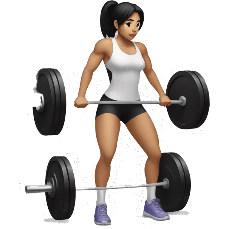 Woman with black hair doing deadlift emoji