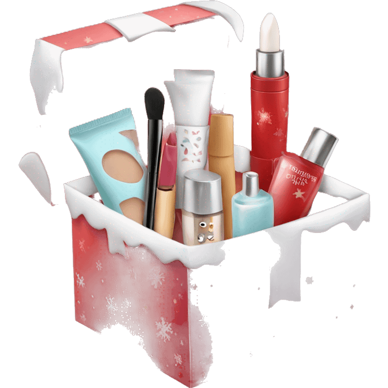 Christmas box with cosmetics emoji