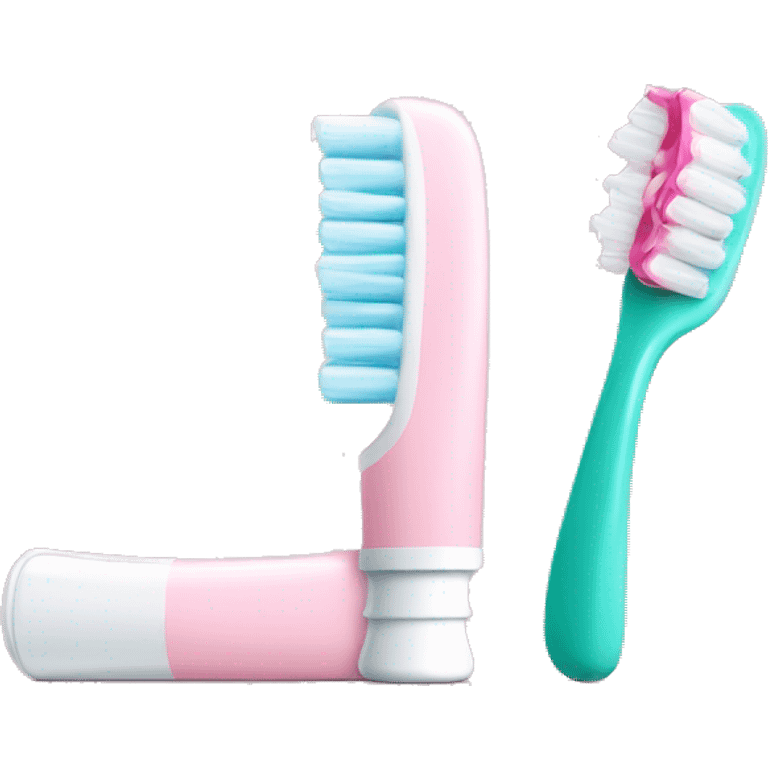 Pale pink toothbrush and tube of toothpaste  emoji