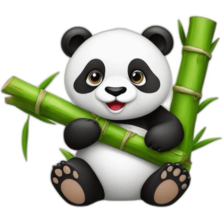 Panda met bamboe in zijn hand emoji