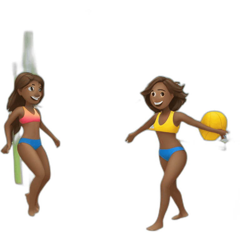 2 girls playing beach volley emoji