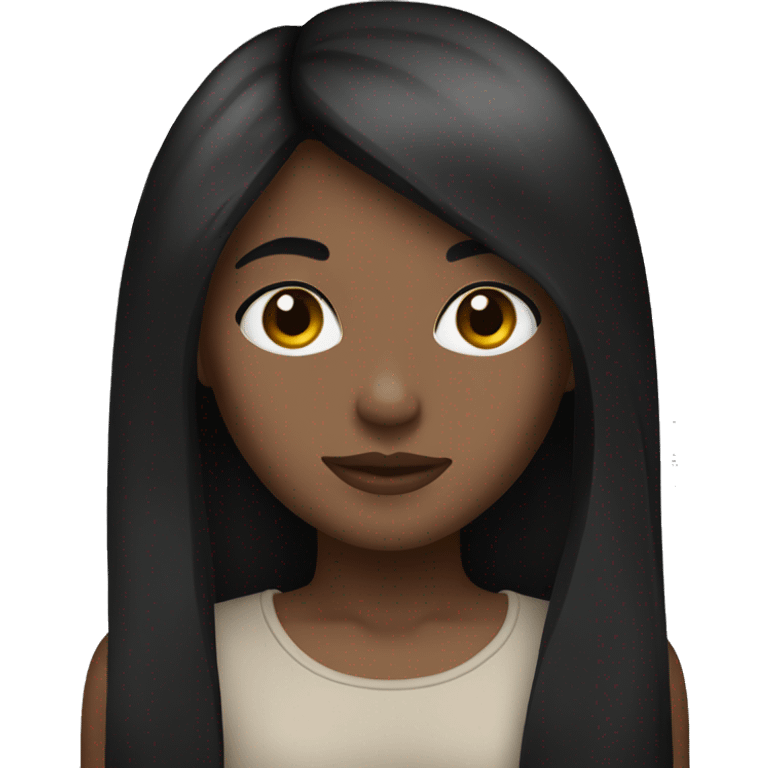 Create a girl with black and straight hair, with brown eyes  emoji