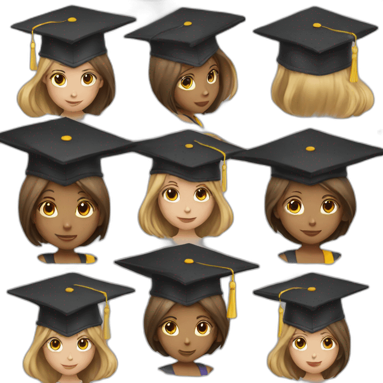 Girl who with graduation hat and dress emoji