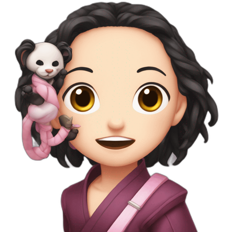 nezuko with a bambo in her mouth emoji