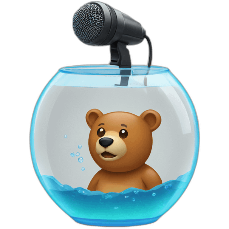 fishbowl with a bear microphone inside emoji