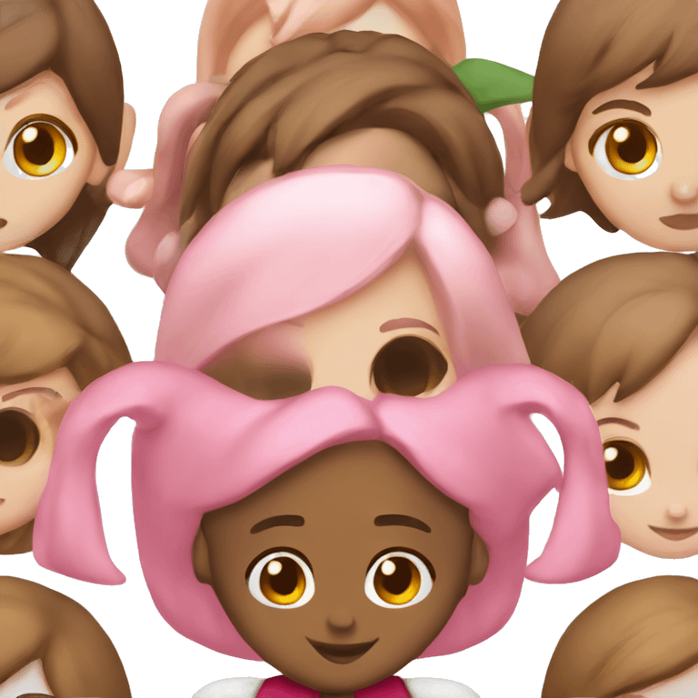  Girl Christmas elf pink short brown bob emoji