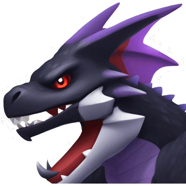 Black Cool Edgy Nargacuga-Garchomp-Noivern Fakémon  with White and Red and purple and black Edgy markings emoji