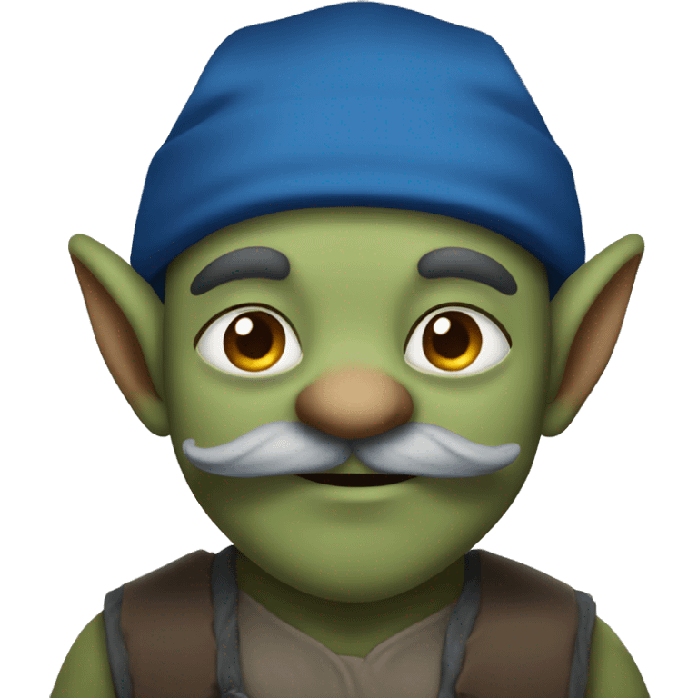 Goblin with brown beard and moustache  in a blue cap emoji