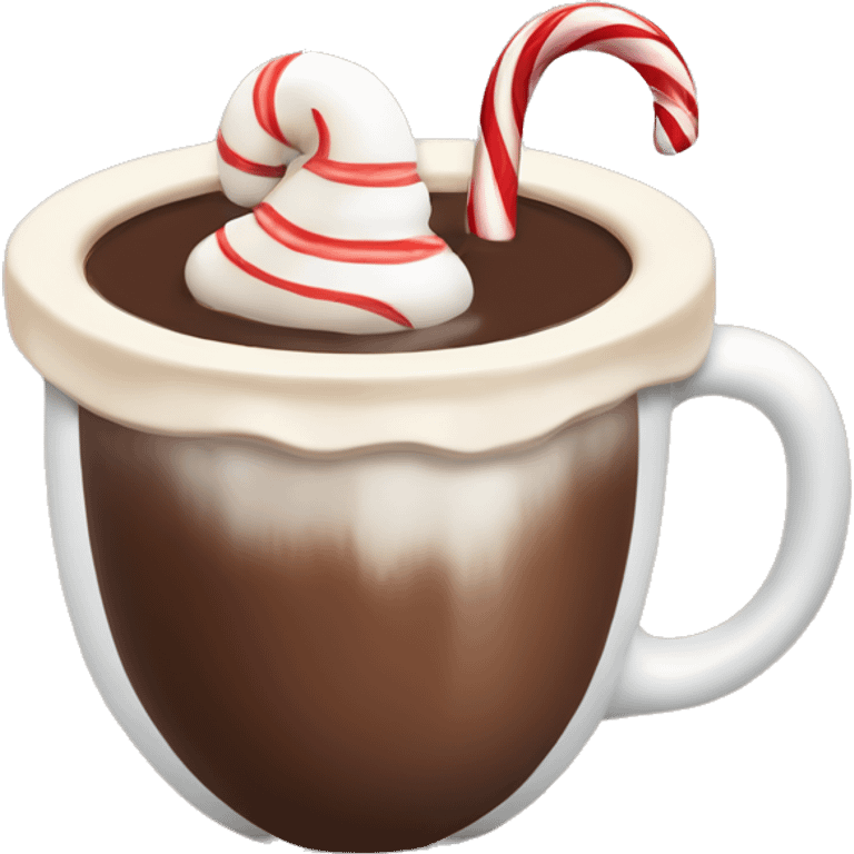 Cup of hot chocolate with a candy cane inside emoji