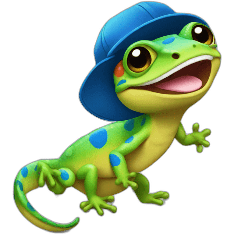 Gecko with blue baseball hat emoji