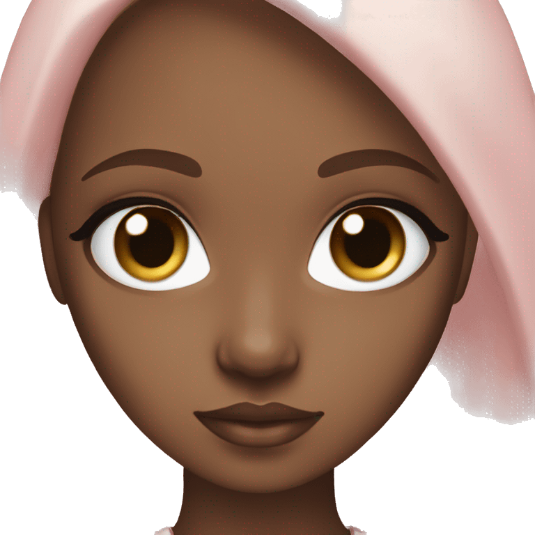 brown doll eyes, brown hair, feminine, pink, white girl, angelic emoji