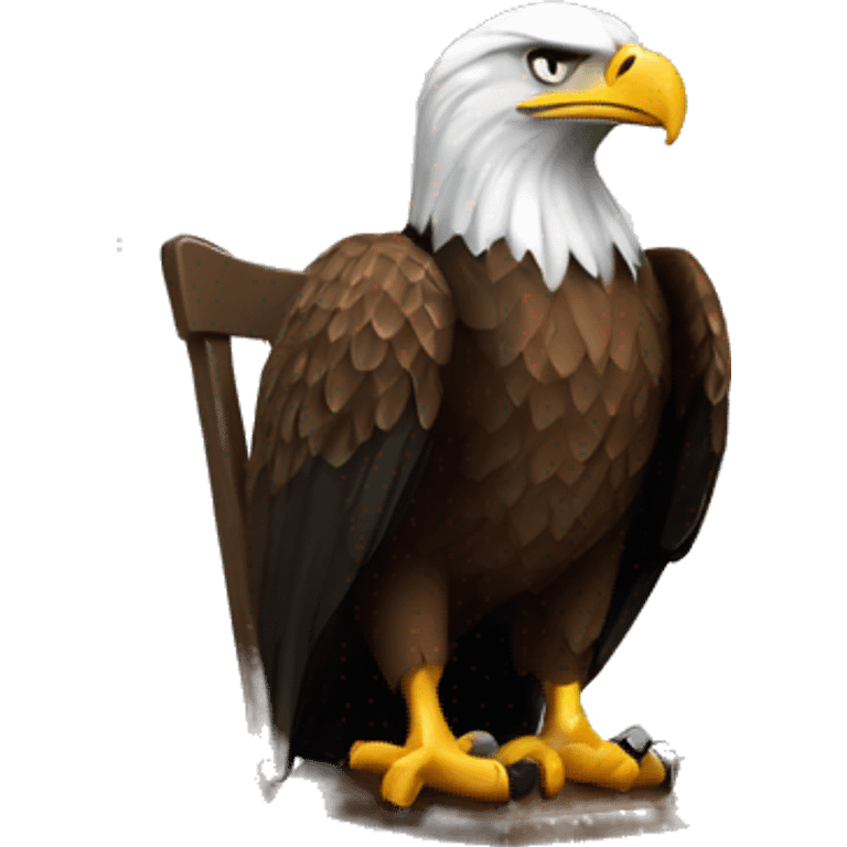 eagle sitting on the chair, drinking tea emoji