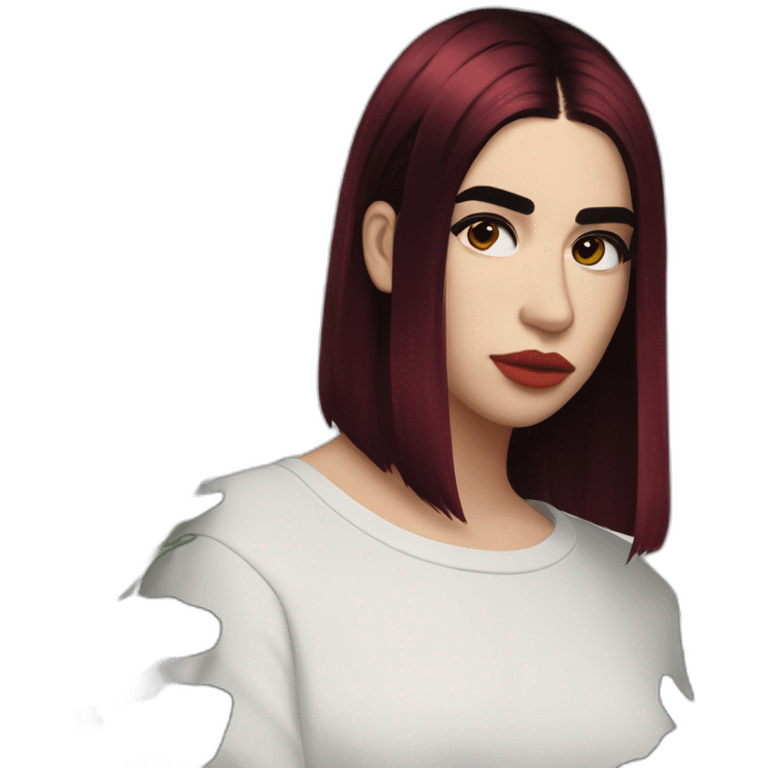 Dua Lipa with dark red hair emoji