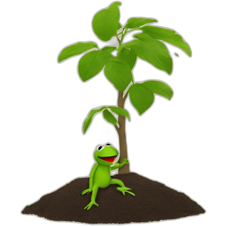 Kermit planting a tree emoji