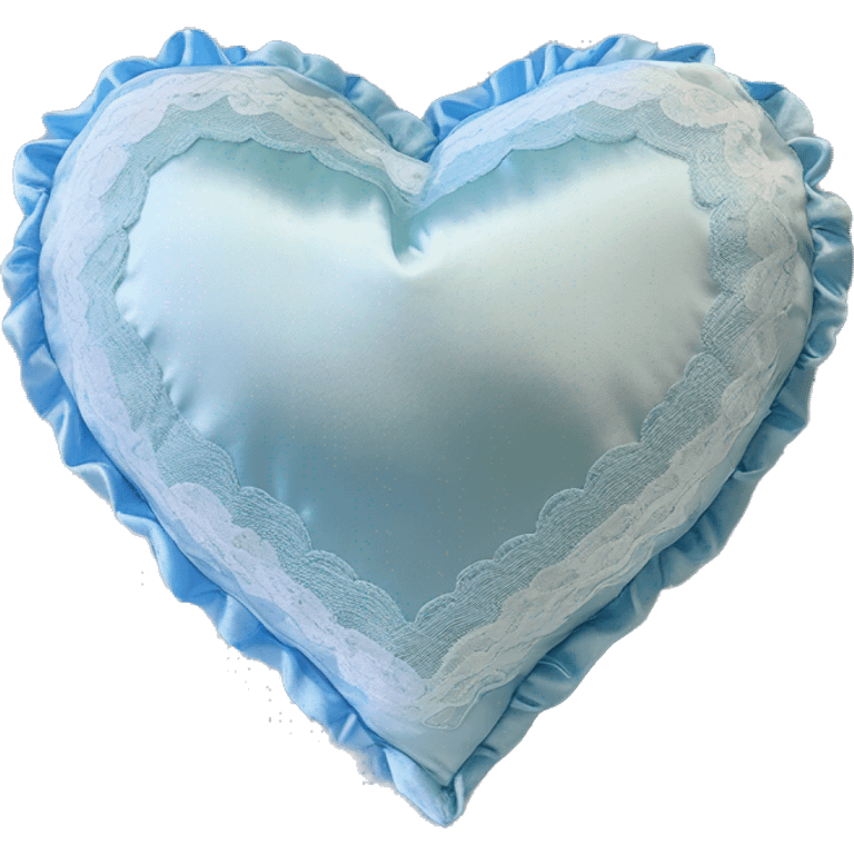 Baby blue satin heart shaped pillow with baby blue lace  emoji