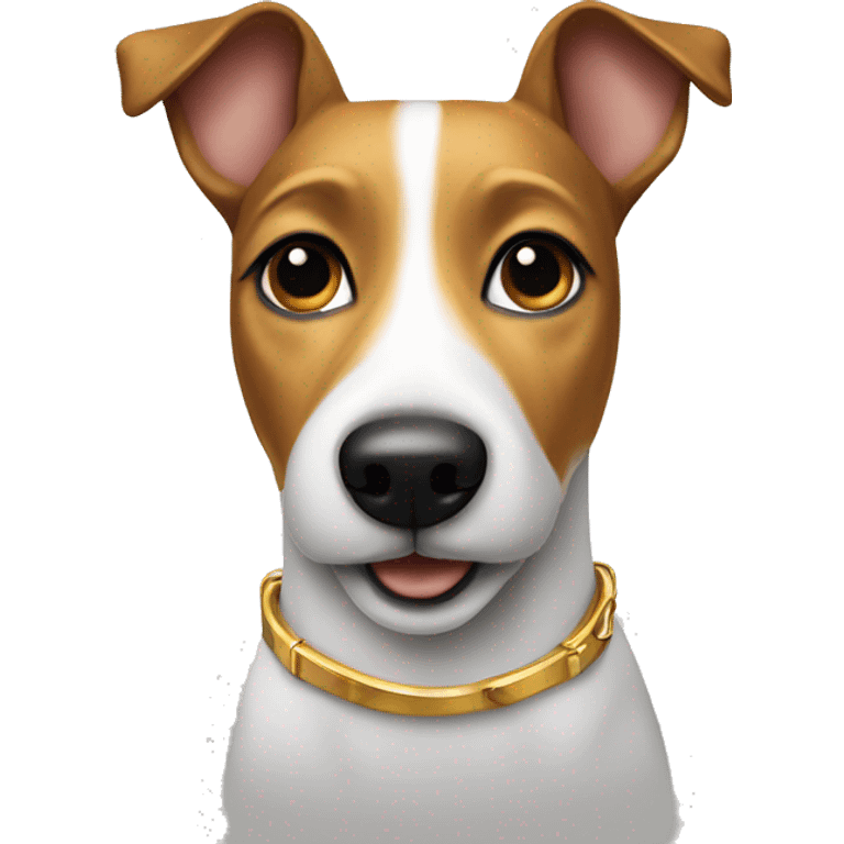 A jack russel terrier dog with a golden collar emoji