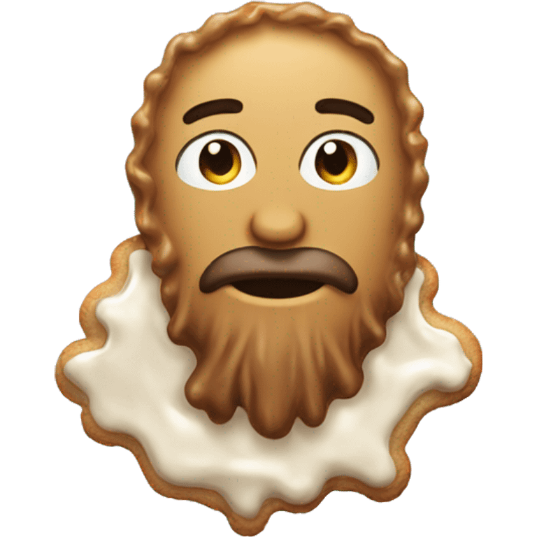 Soaking wet cookie with beard  emoji