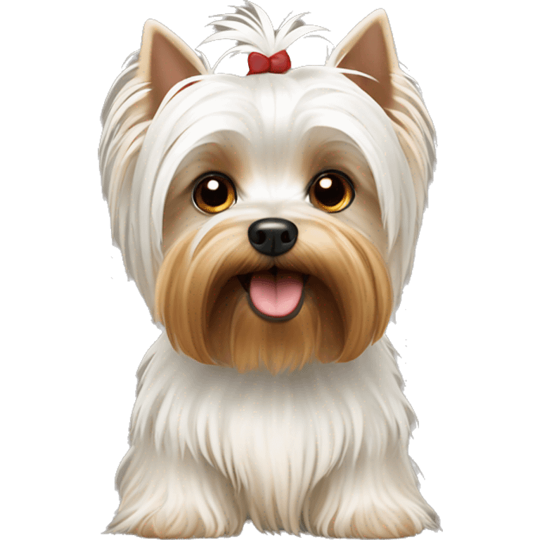 White Yorkshire Terrier with brown spots emoji