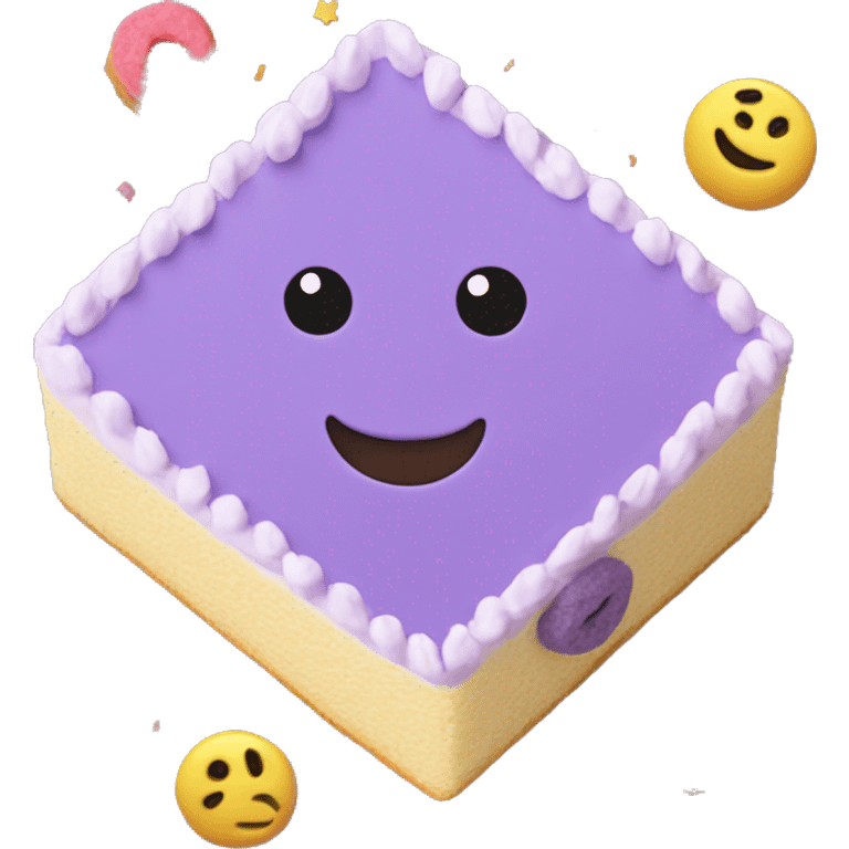 Purple Colored bento birthday with frosting and written on the cake "24" in frosting in a small size in the center emoji