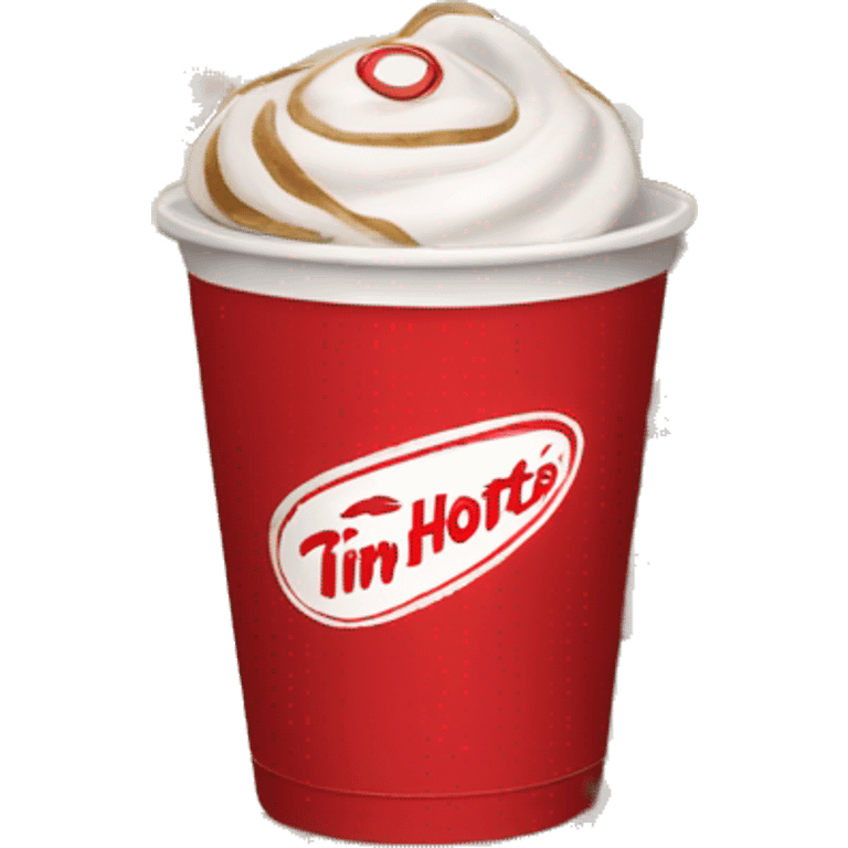 “Tim Hortons store with a red and white color scheme, featuring the classic Tim Hortons logo, a warm and welcoming design that represents a popular coffee and donut shop.” emoji