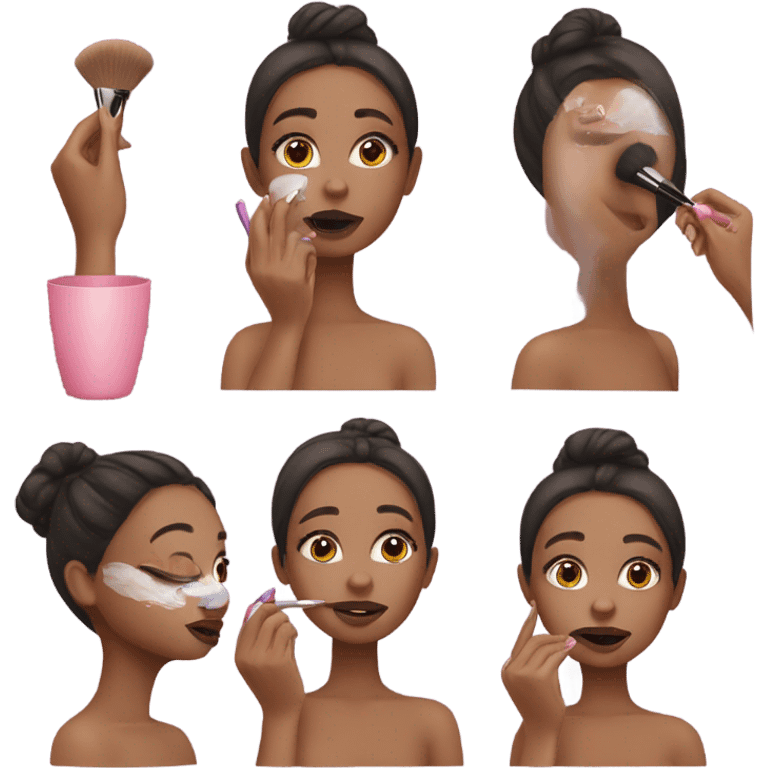 A girl putting on makeup emoji