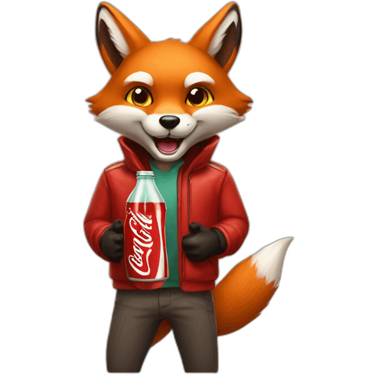 fox with a bottle of Coca-Cola in his hands emoji