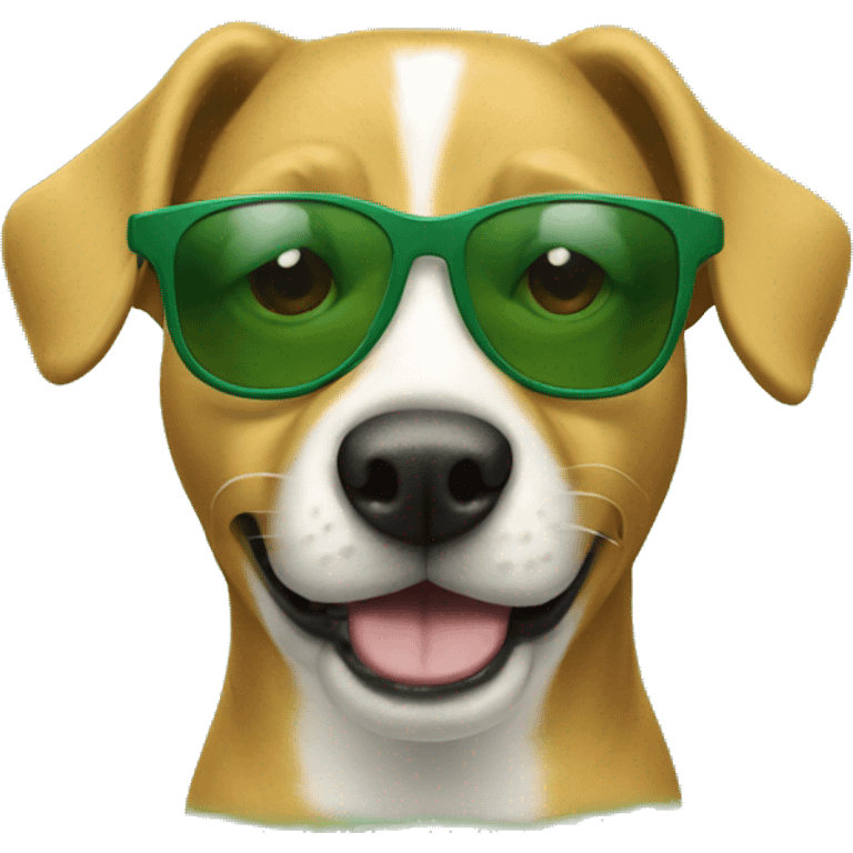 wearing sunglass green dog emoji