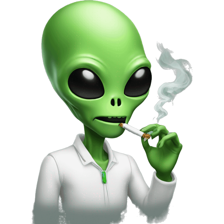 alien smoking weed emoji