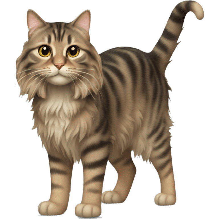 a long haired tabby cat full body emoji