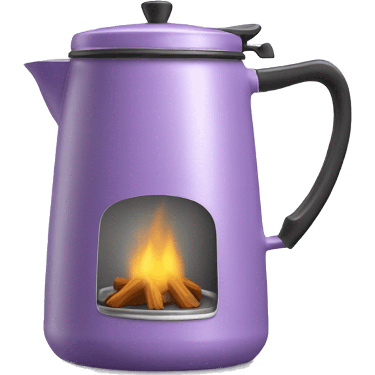 Realistic  pastel purple camping coffee pot isolated.  emoji