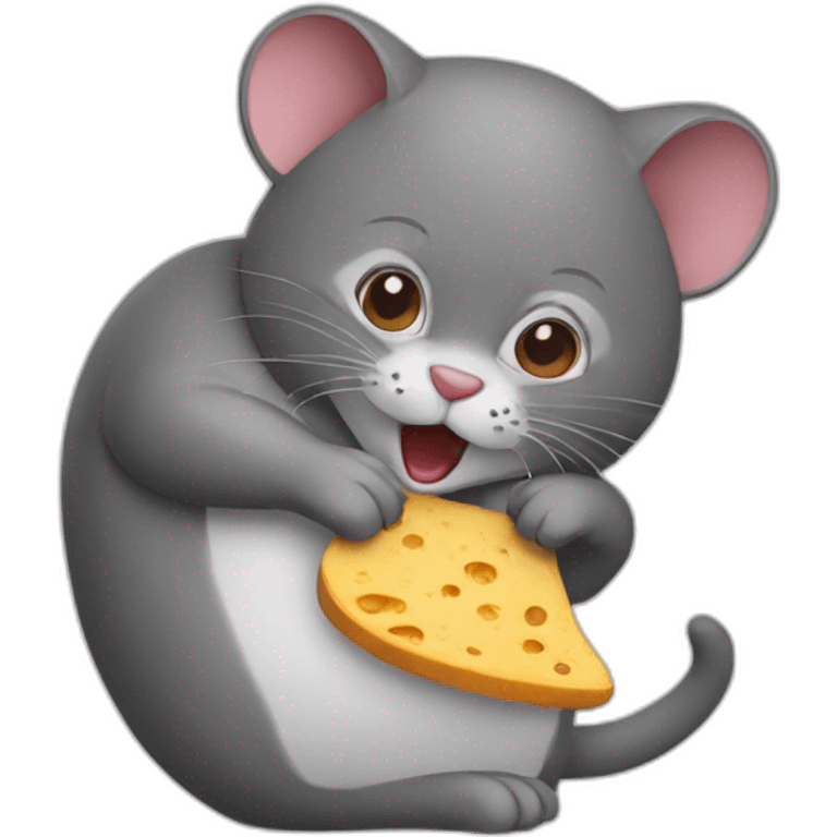 chat qui mange une souris emoji