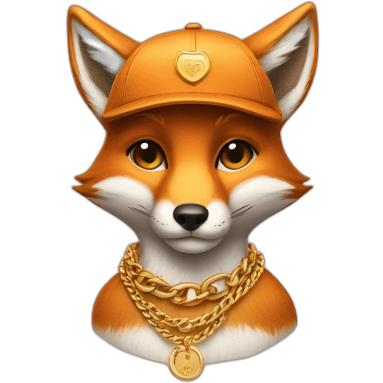 fox wearing a cap and a gold chain emoji