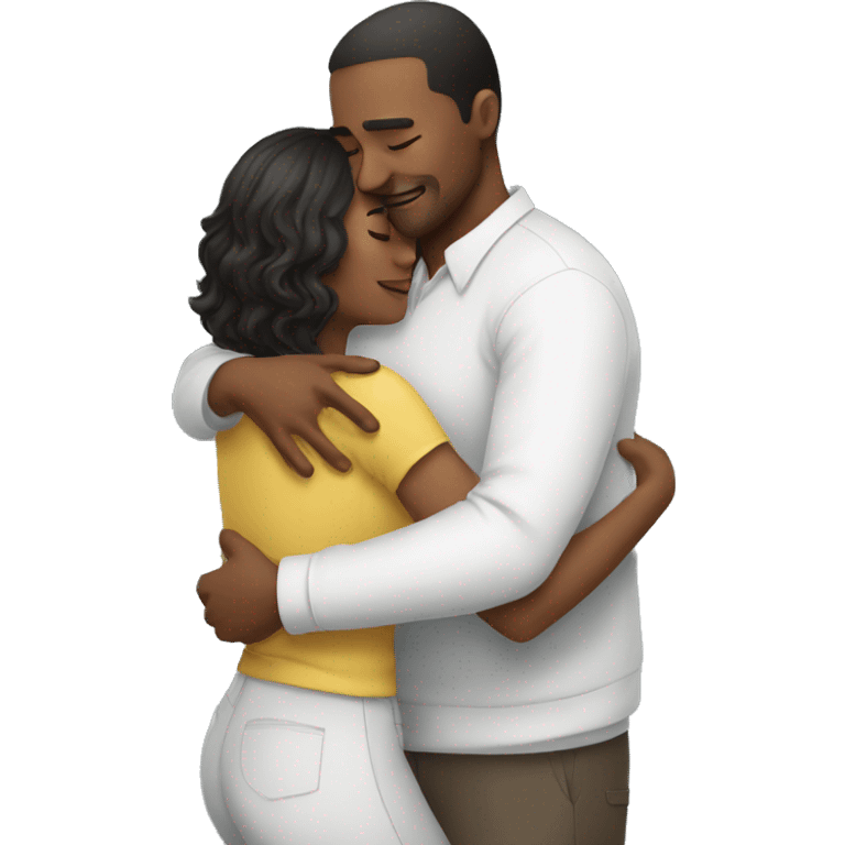 man tight hug woman emoji