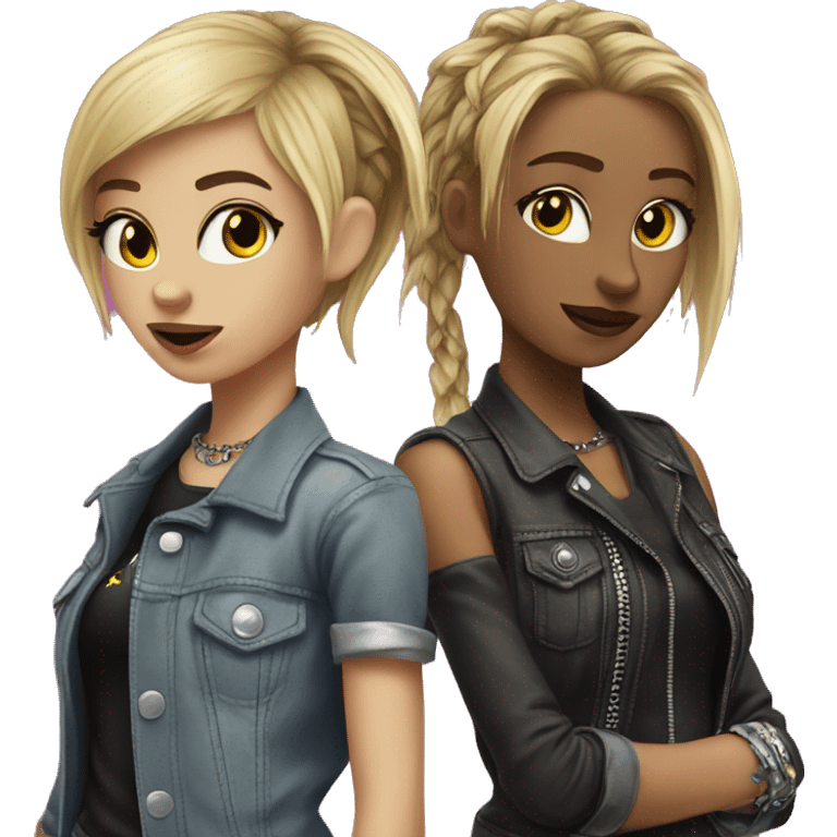 2 girls cool rock punk techno party  emoji