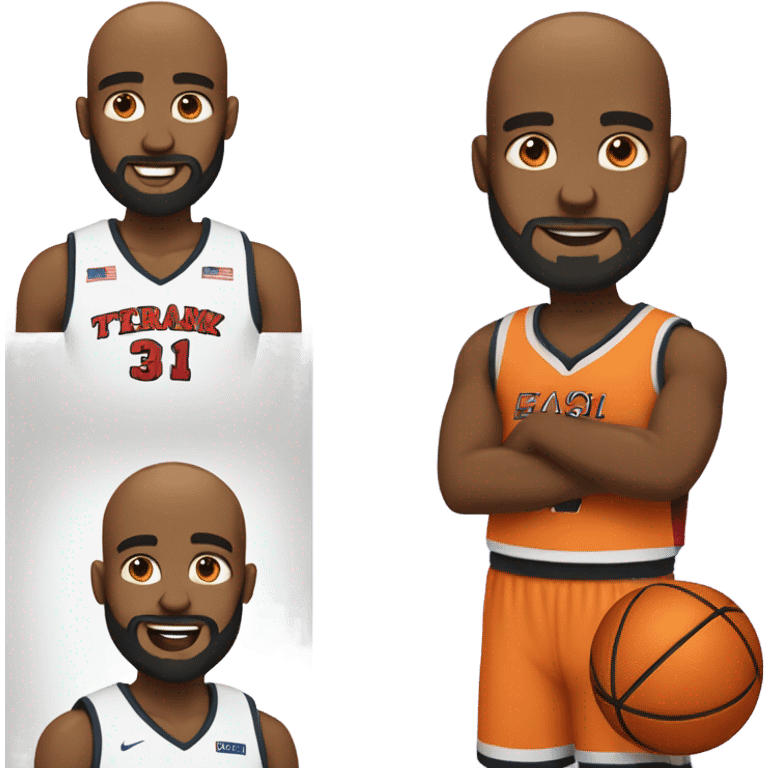 A bald Black basketball player with a beard and goatee in LOVE! emoji