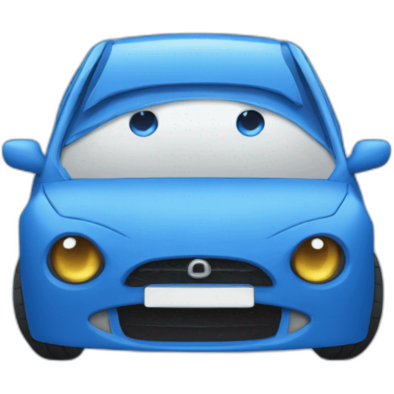 blue hatchback with eyes emoji