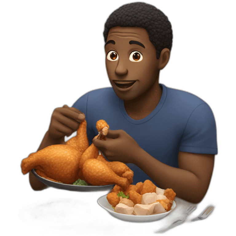 Black man eating chicken emoji