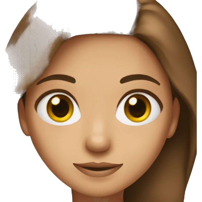 The girl is a green-eyed brown-haired woman emoji