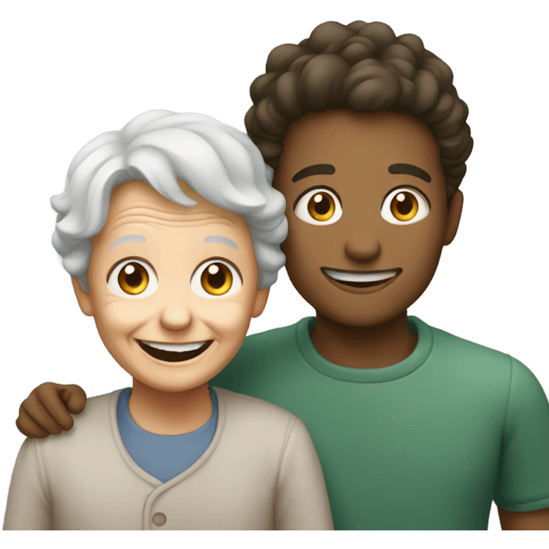 boys smiling with old woman emoji