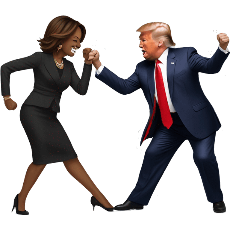 trump dancing with kamala emoji