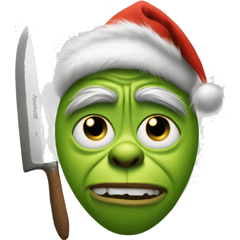 Emoji with a knife dressed as the grinch  emoji