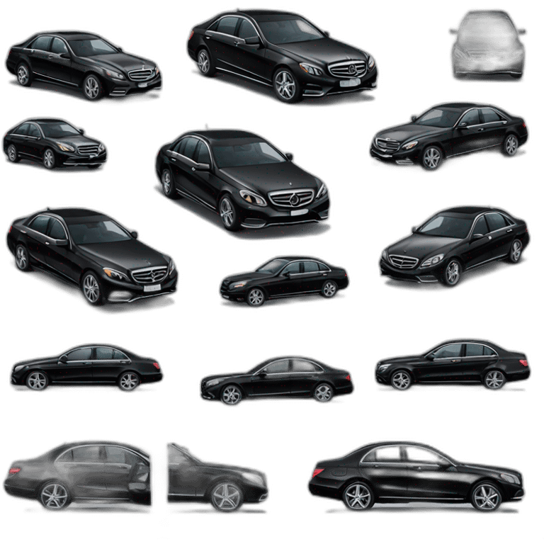 a black Mercedes Benz E-Class car emoji