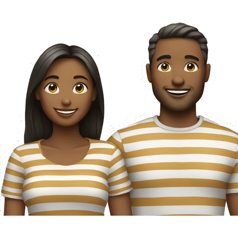 happy couple in striped shirts emoji