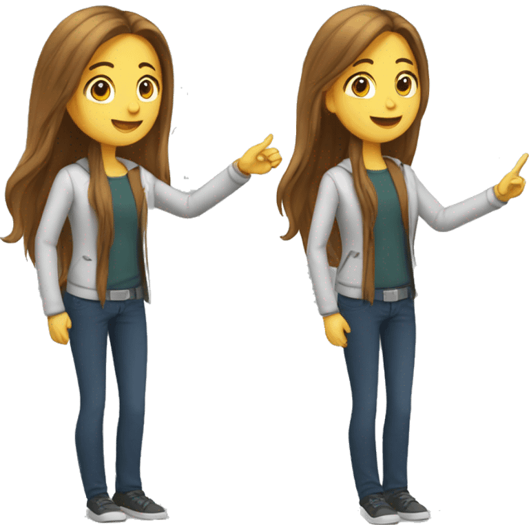 Medium-long haired college student doing a presentation emoji