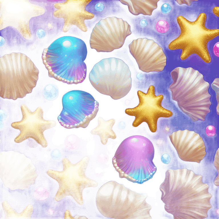 Lisa Frank sparkle open sea shell with pearl  emoji