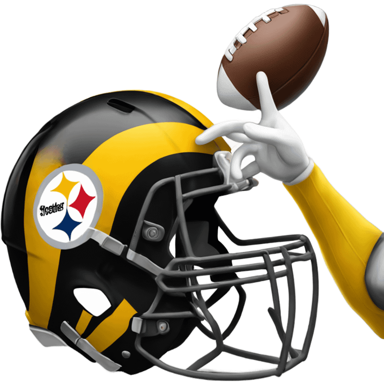 Steeler helmet high-fiving another Steelers helmet emoji