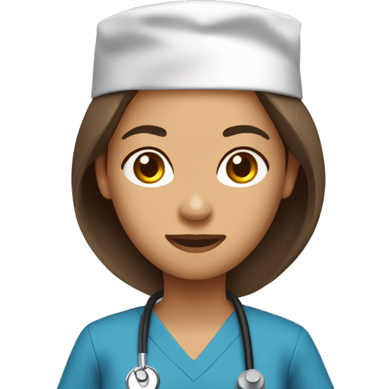 Mid 30 long hair Filipina Nurse red scrubs without stethoscope  emoji