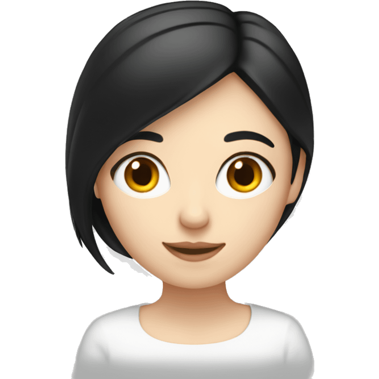 A white girl with straight black hair revising for her French A-levels emoji